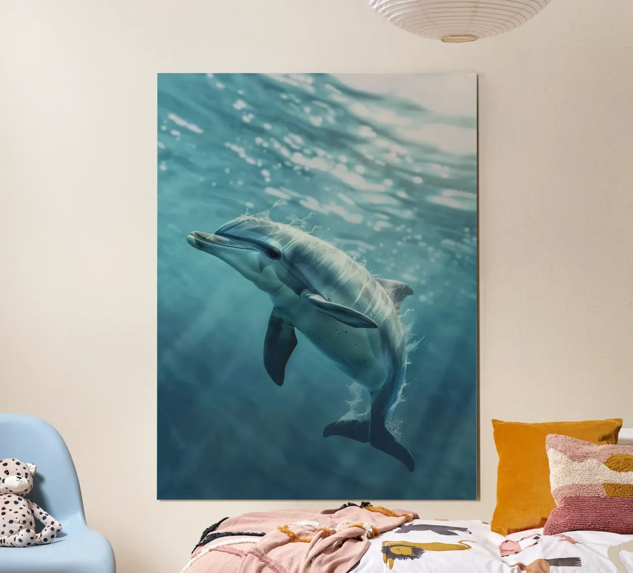 Der freudige Delphin: Der Tanz unter den Wellen Hahnemühle von DesignDoodle
