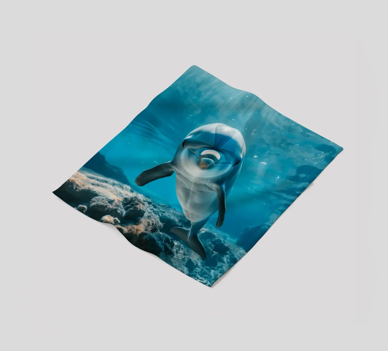 Underwater Smile: The Graceful Bottlenose Dolphin fleece blanket by DesignDoodle
