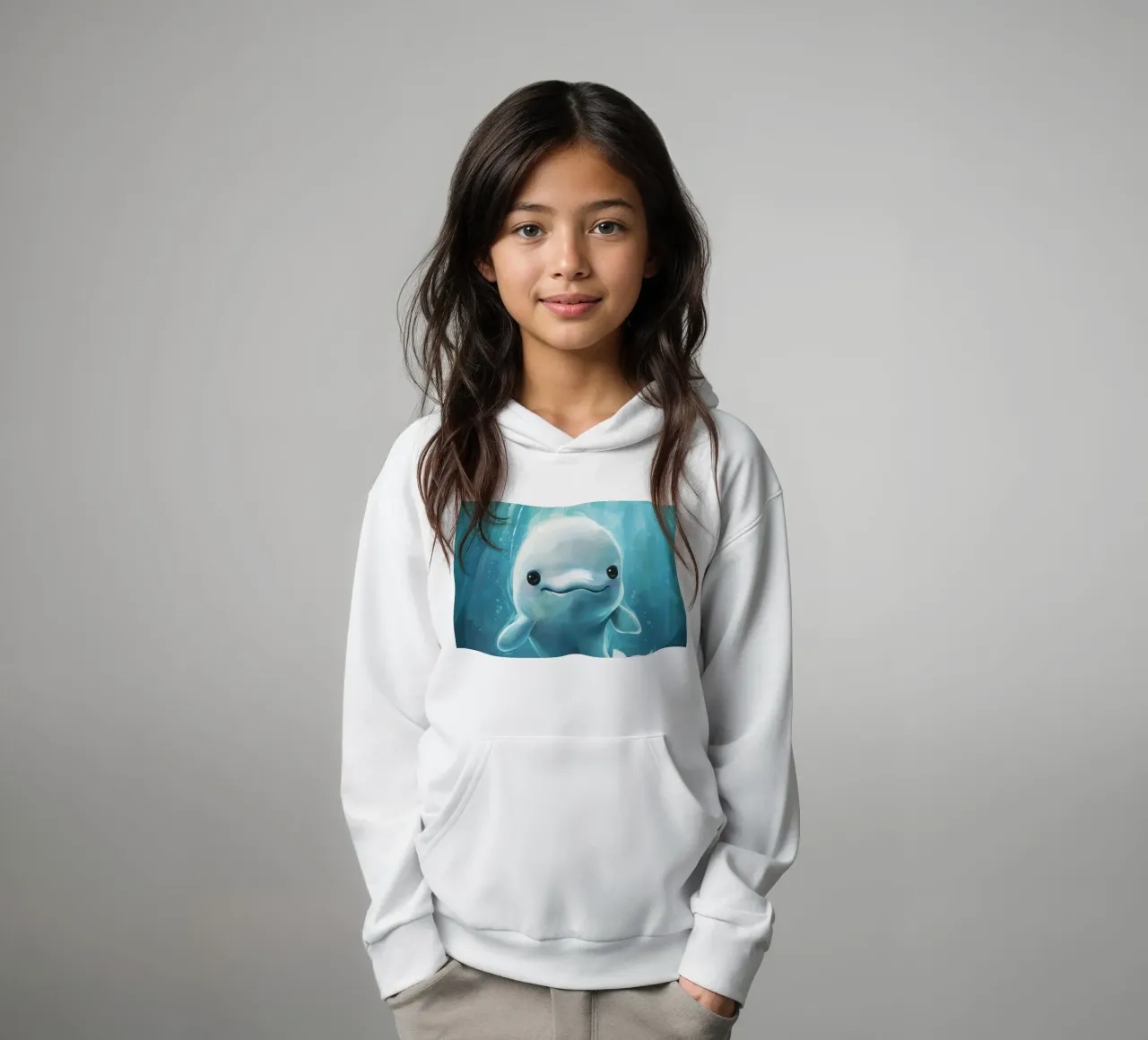 Innocence in the Deep : Un béluga dans les eaux bleues sweat à capuche enfant de DesignDoodle