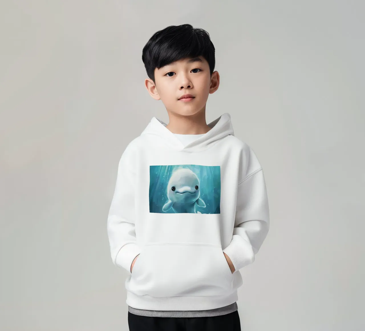 Innocence in the Deep : Un béluga dans les eaux bleues sweat à capuche enfant de DesignDoodle