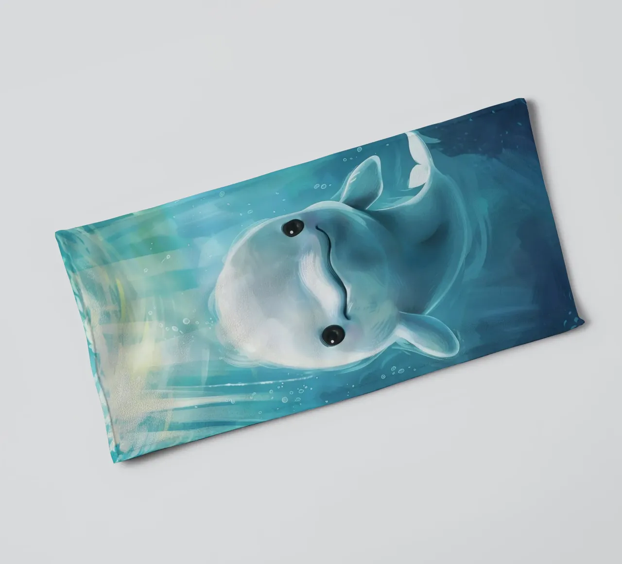 Innocence in the Deep : Un béluga dans les eaux bleues serviette de bain de DesignDoodle