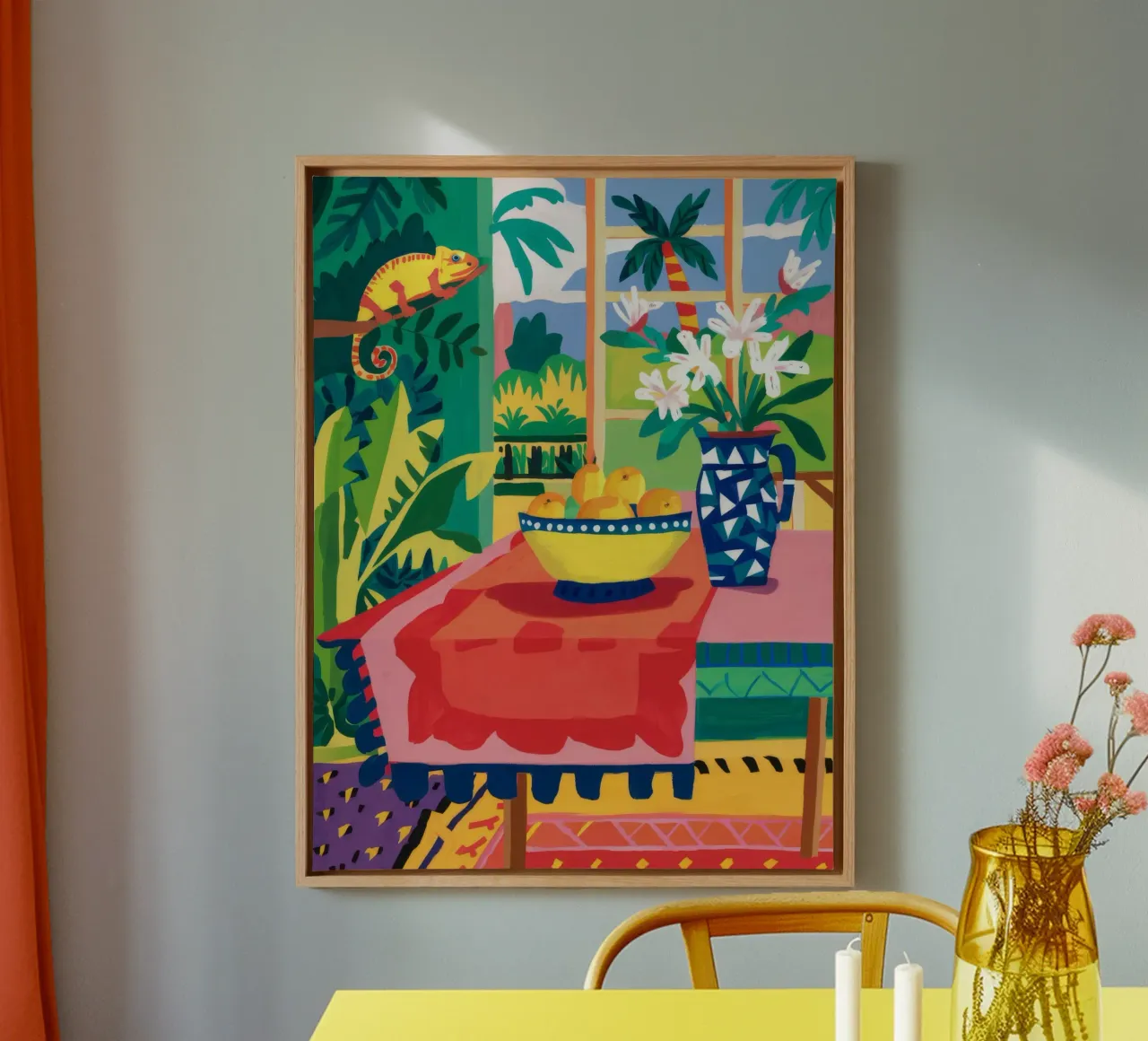 Window Jungle Stillness canvas with Floater frame by Pan Denim