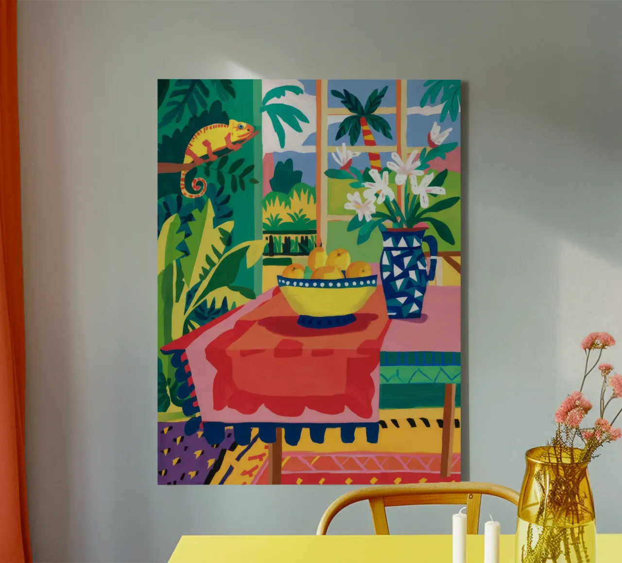 Window Jungle Stillness canvas with Floater frame by Pan Denim