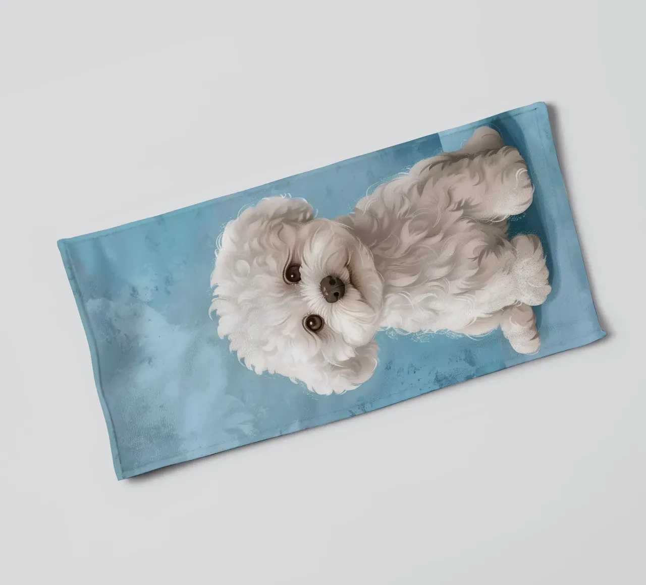 Playful Puppy: The Innocent Bichon Frise Posing with Charm towel by DesignDoodle