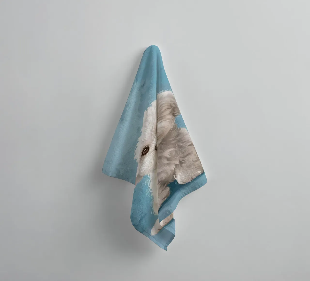 Playful Puppy: The Innocent Bichon Frise Posing with Charm towel by DesignDoodle