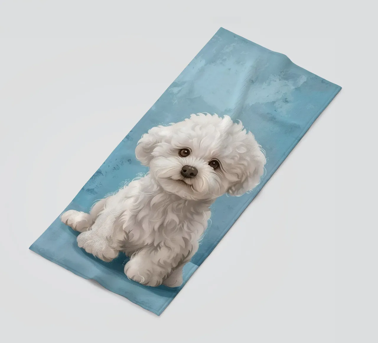 Speelse puppy: De onschuldige Bichon Frise poseert met charme strandhanddoek van DesignDoodle