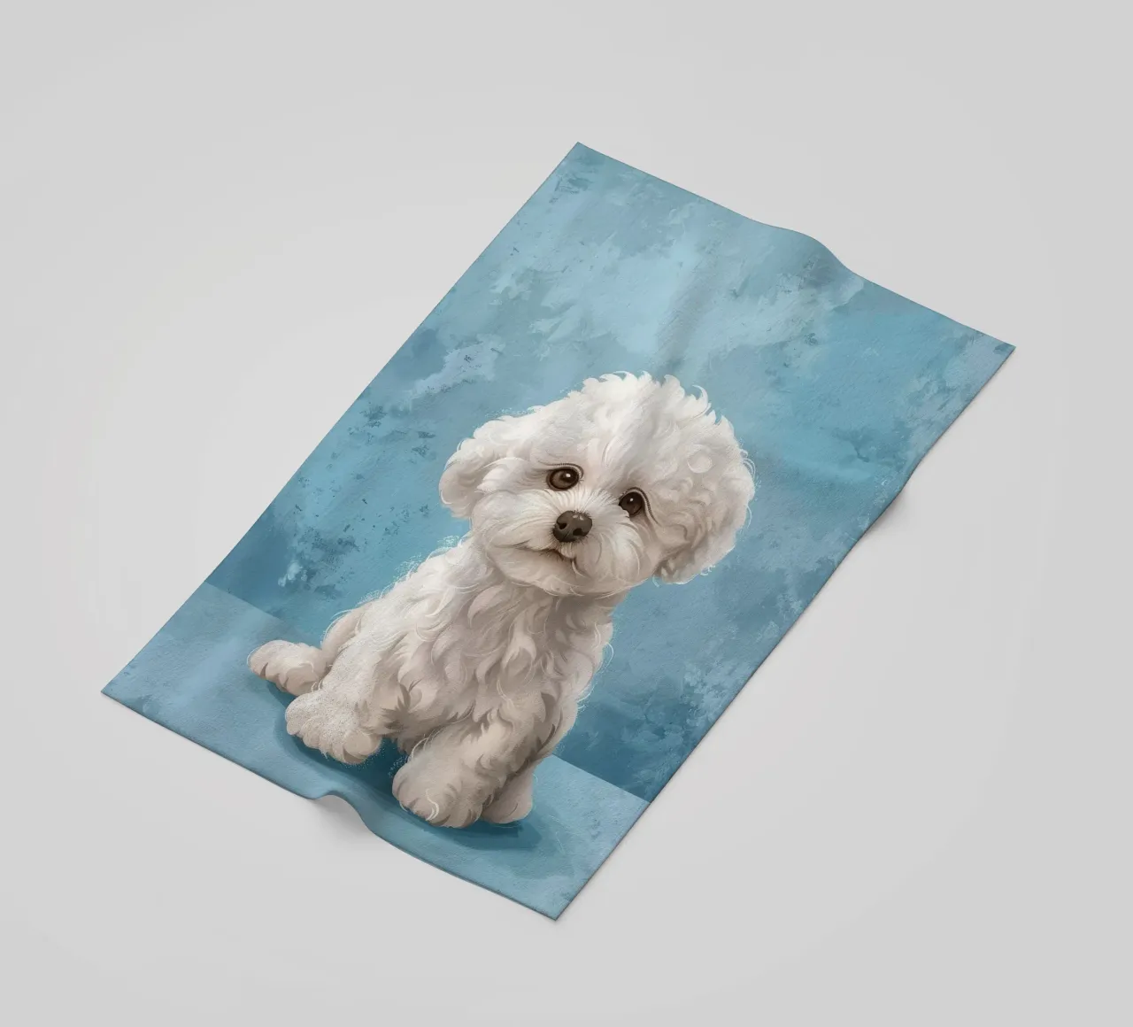 Speelse puppy: De onschuldige Bichon Frise poseert met charme strandhanddoek van DesignDoodle