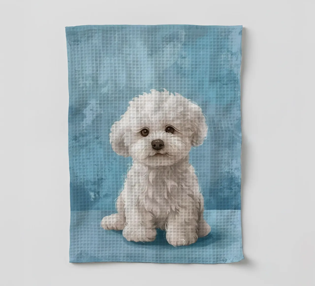 Chiot joueur : L'innocent bichon frisé posant avec charme torchon de DesignDoodle