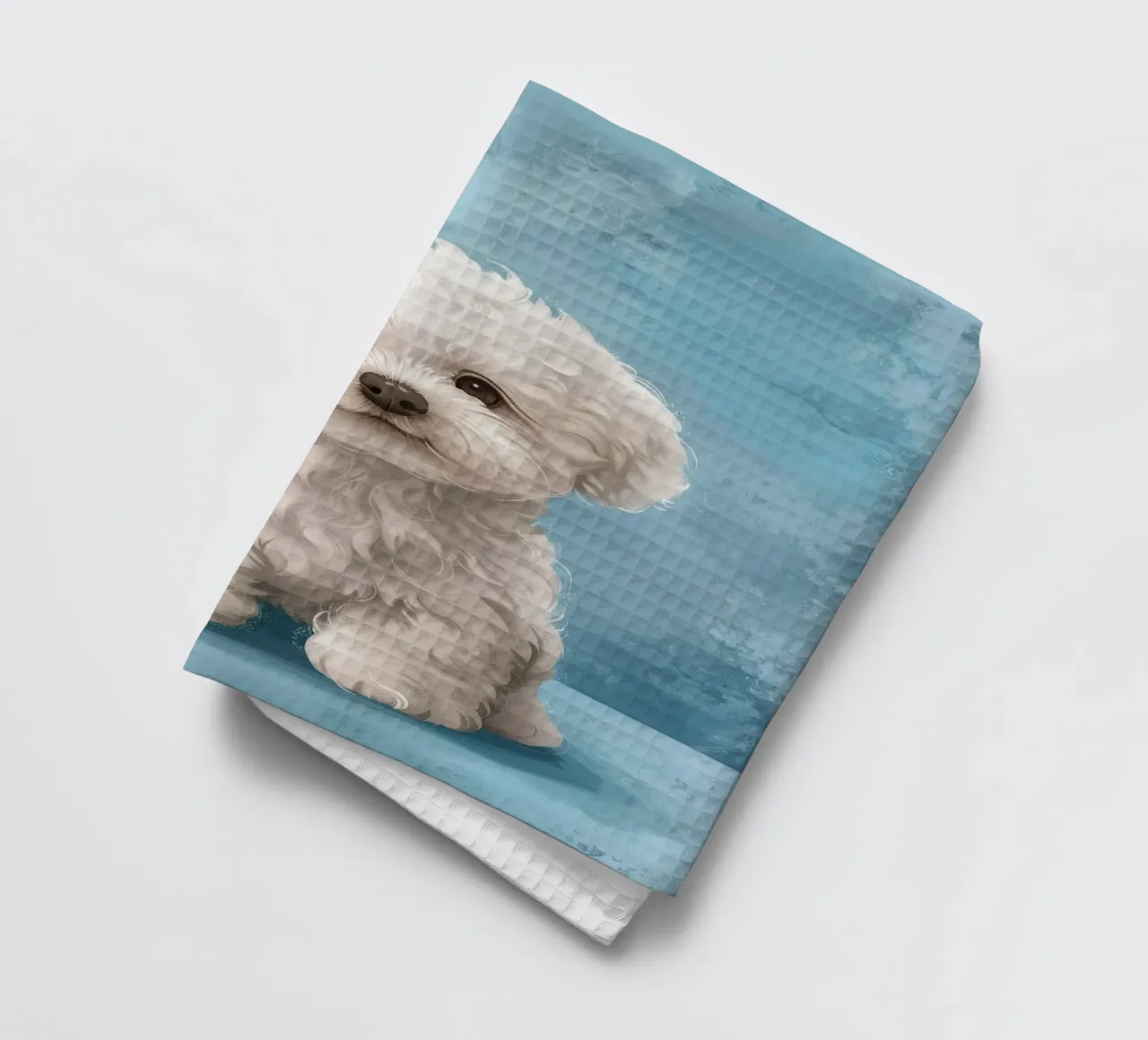 Chiot joueur : L'innocent bichon frisé posant avec charme torchon de DesignDoodle