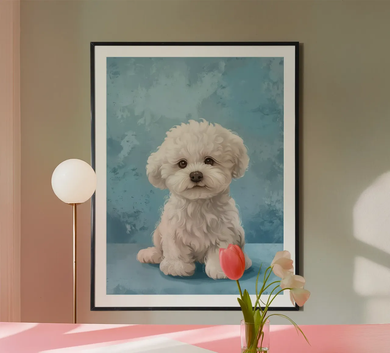 Speelse puppy: De onschuldige Bichon Frise poseert met charme hahnemühle van DesignDoodle