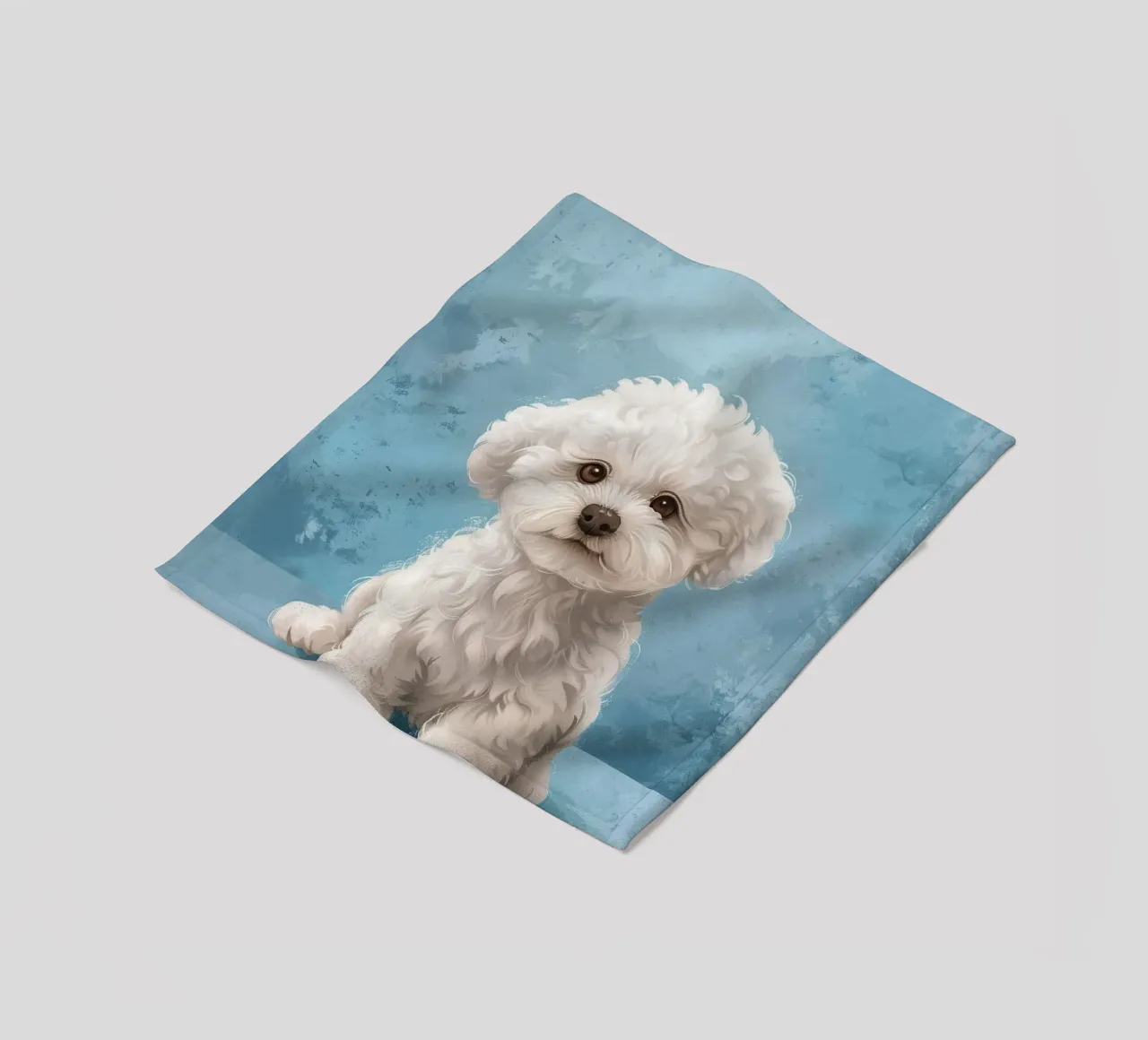 Playful Puppy: The Innocent Bichon Frise Posing with Charm fleece blanket by DesignDoodle