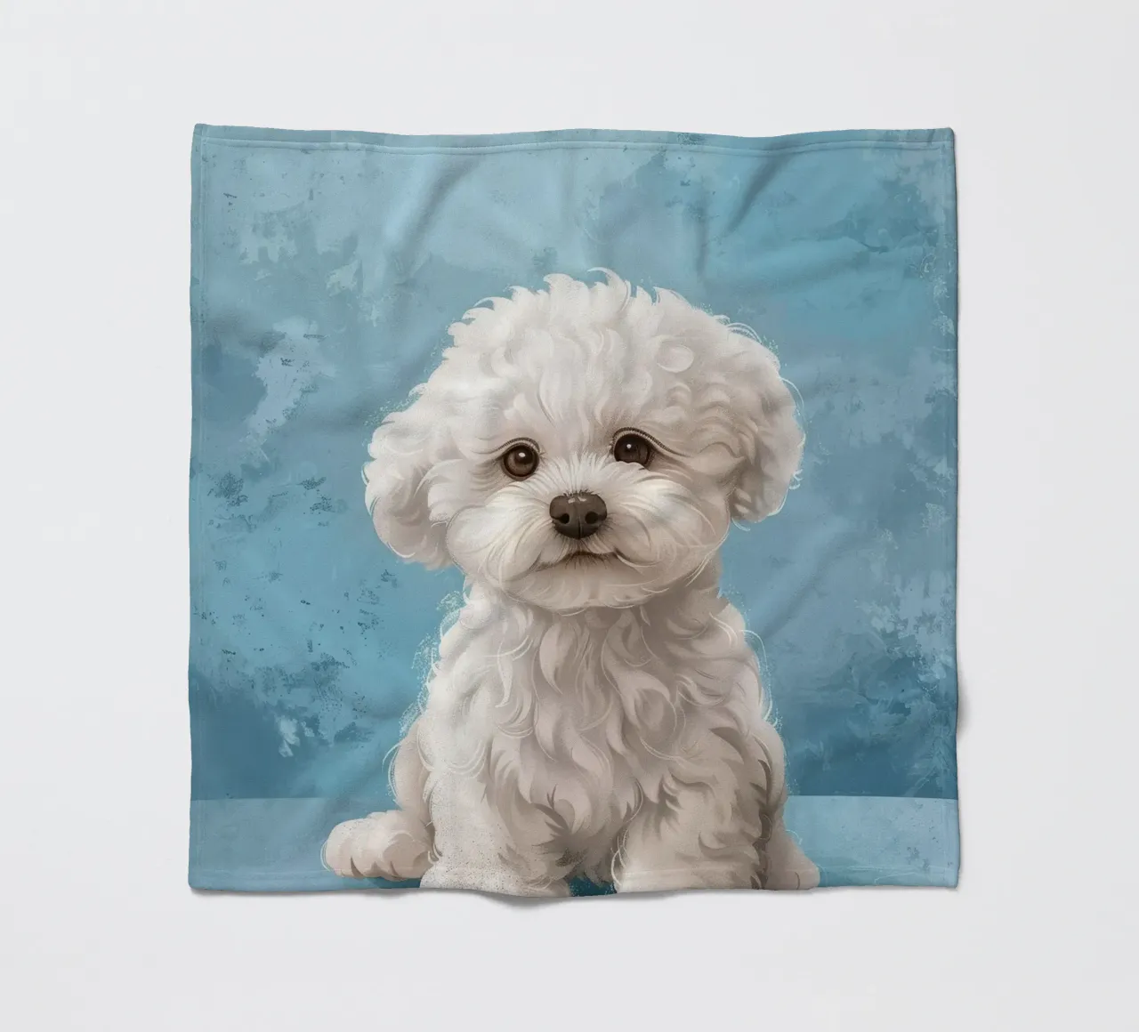Playful Puppy: The Innocent Bichon Frise Posing with Charm fleece blanket by DesignDoodle