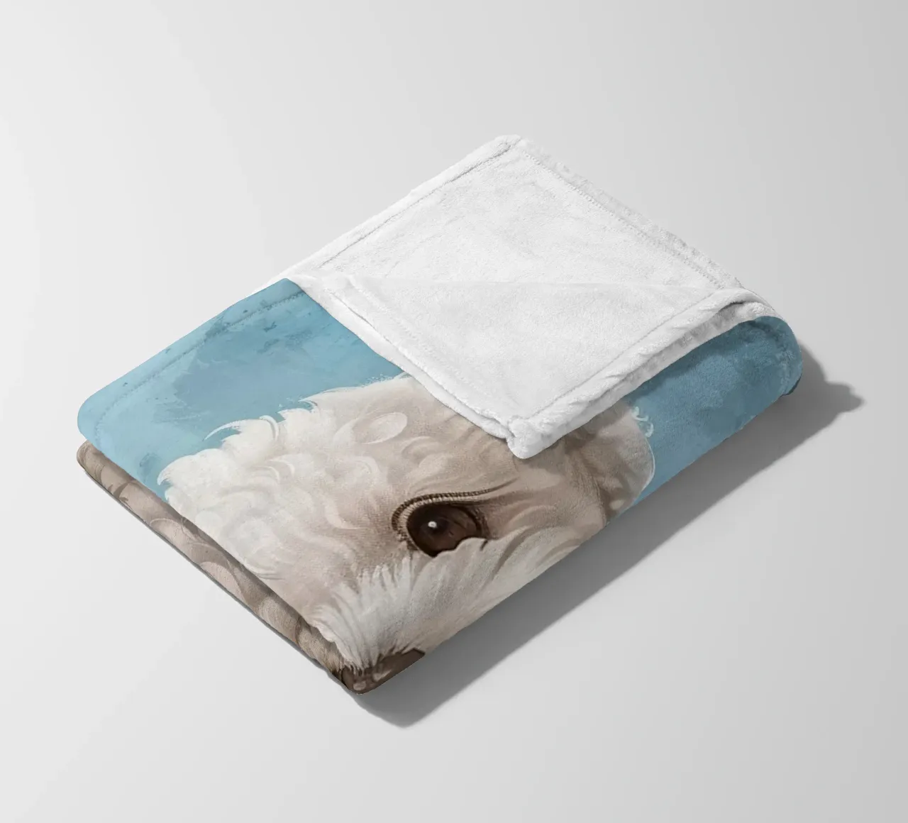 Playful Puppy: The Innocent Bichon Frise Posing with Charm fleece blanket by DesignDoodle