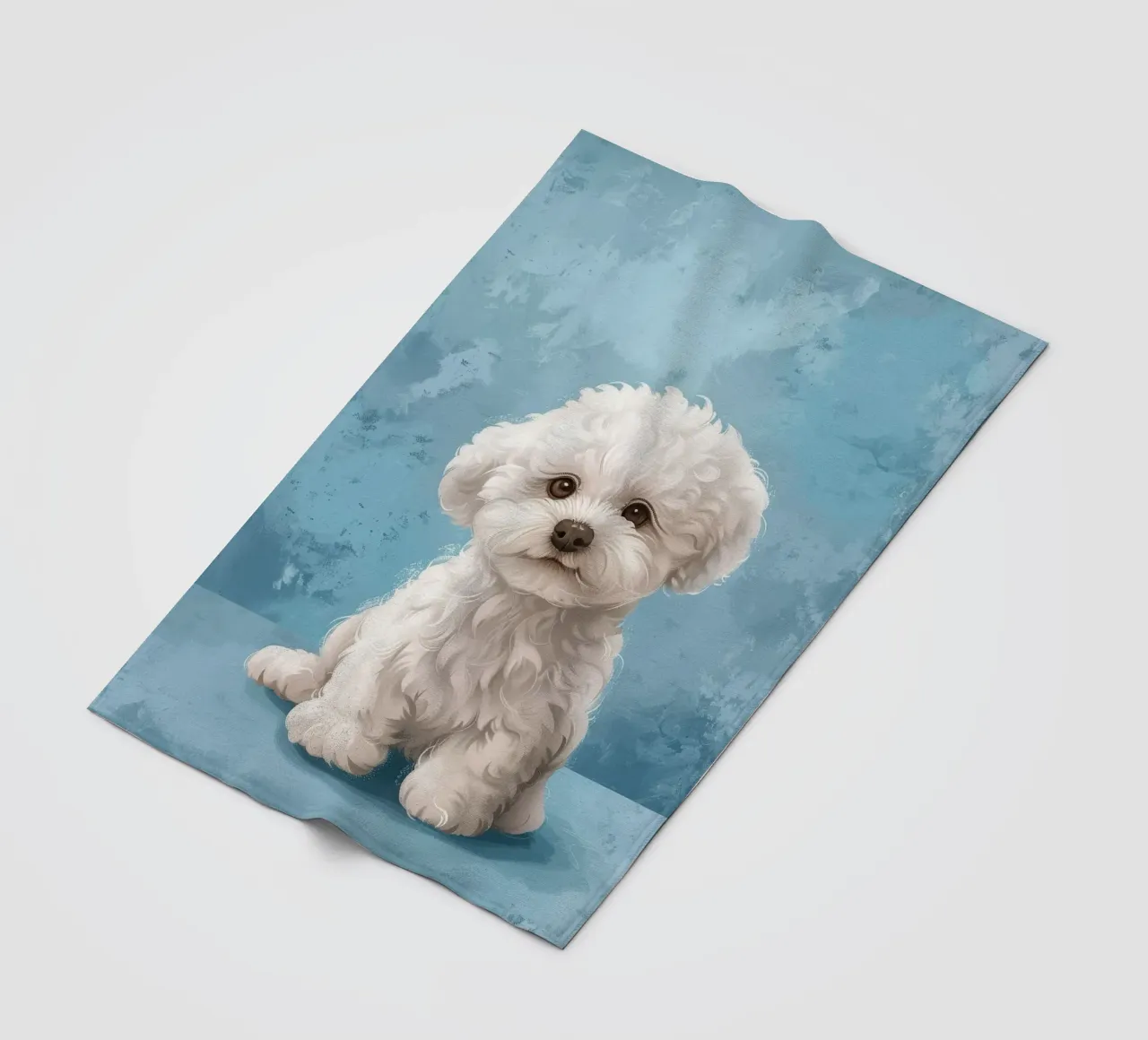 Playful Puppy: The Innocent Bichon Frise Posing with Charm fleece blanket by DesignDoodle