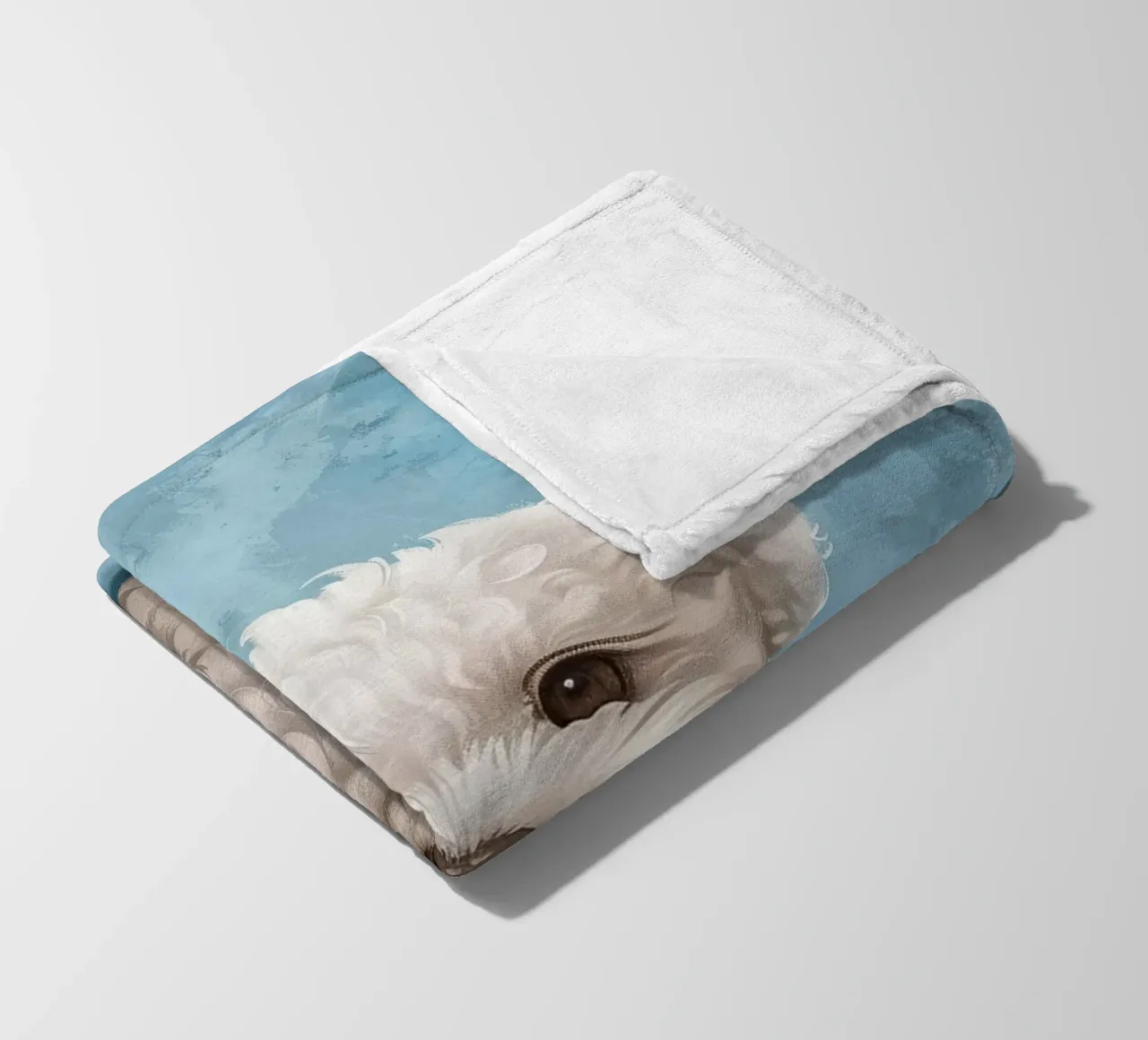 Playful Puppy: The Innocent Bichon Frise Posing with Charm fleece blanket by DesignDoodle