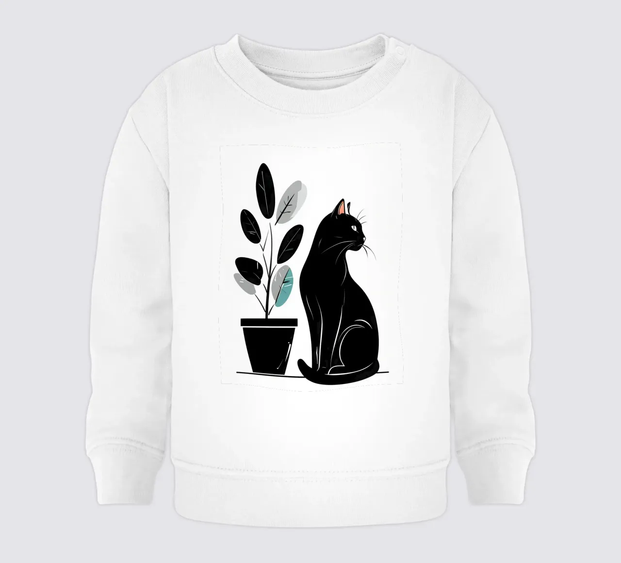 Gatto nero e illustrazione di piante felpa neonato da 🥝 KIWI STORE