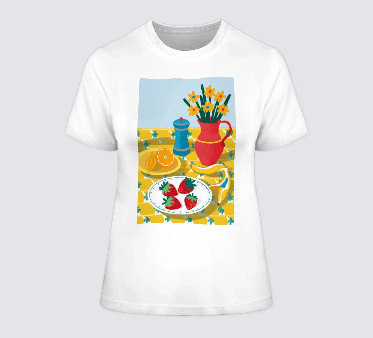 Strawberry Lemonade Stillness women's fitted t-shirt by Muse Artworks