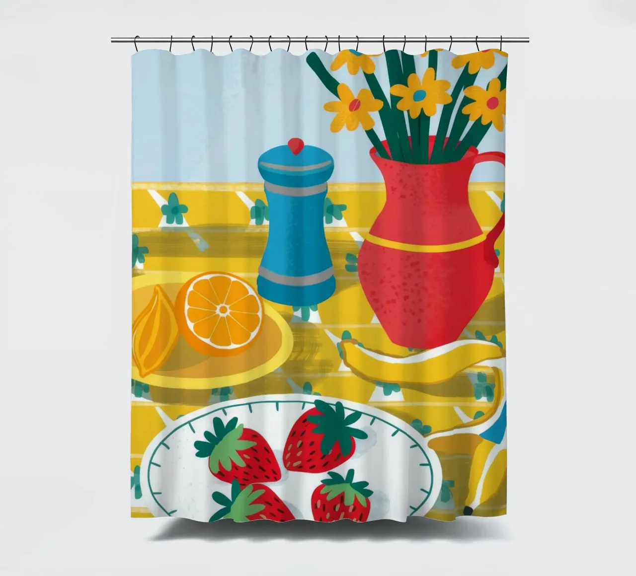 Aardbeienlimonade Stilte douchegordijn van Muse Artworks