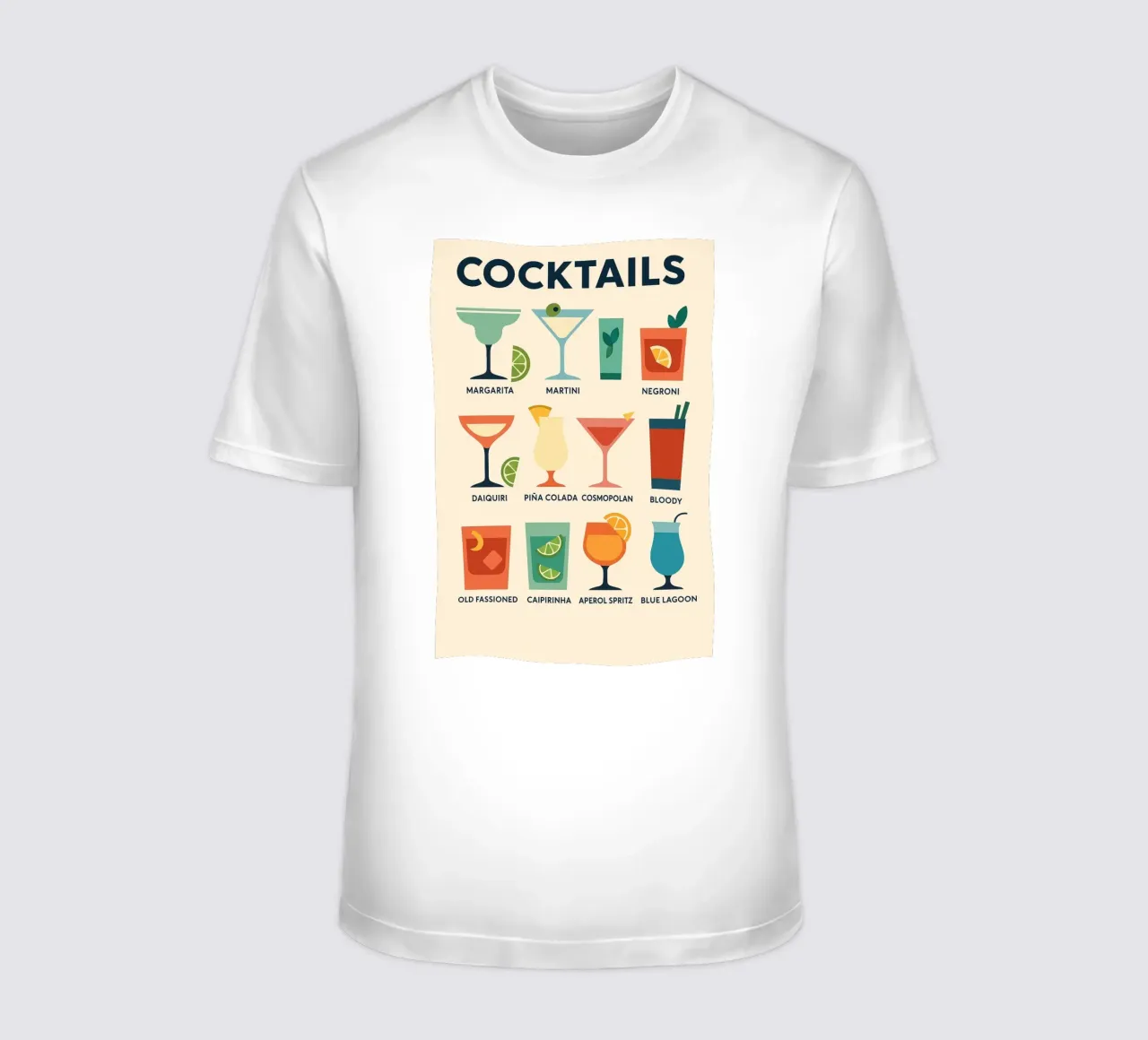 COCKTAILS - The design poster that mixes all the classics t-shirt by Boissons - Affiches & posters - Retro