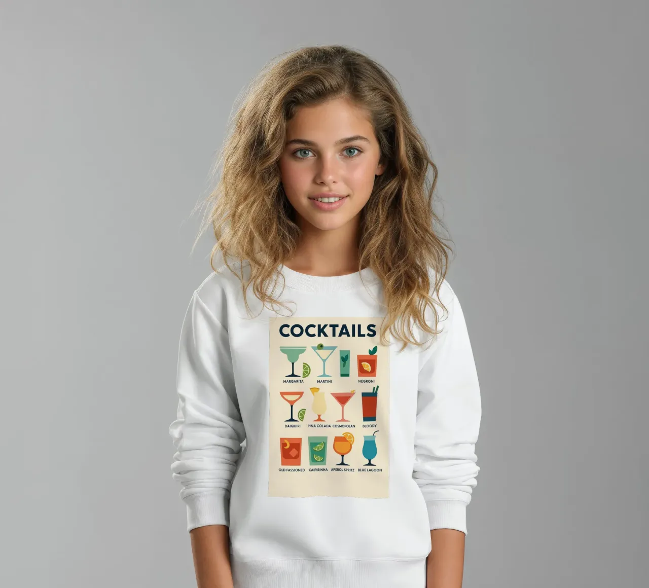 COCKTAILS - El cartel de diseño que mezcla todos los clásicos sudadera para niño de Boissons - Affiches & posters - Retro