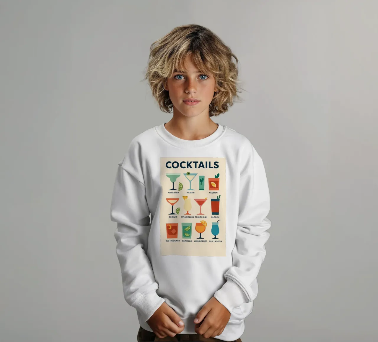 COCKTAILS - El cartel de diseño que mezcla todos los clásicos sudadera para niño de Boissons - Affiches & posters - Retro