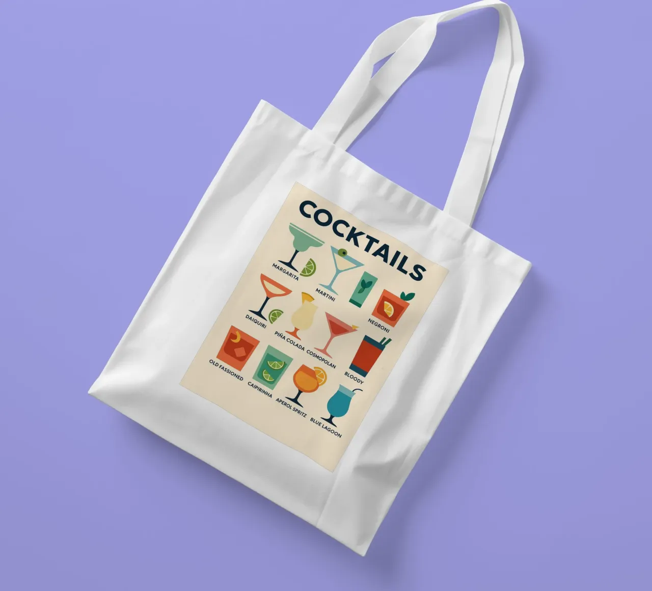 COCKTAILS - The design poster that mixes all the classics tote bag by Boissons - Affiches & posters - Retro