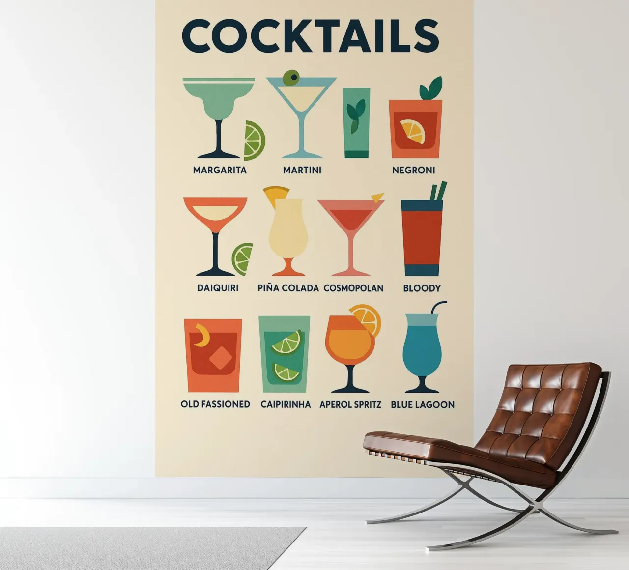 COCKTAILS - The design poster that mixes all the classics photo wallpaper by Boissons - Affiches & posters - Retro