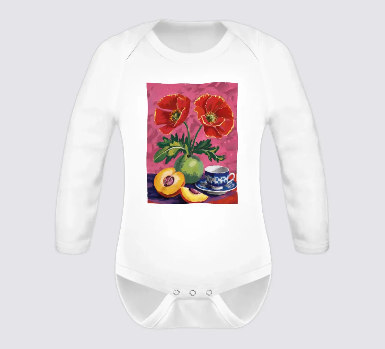 Papavero Teacup Repose body neonato maniche lunghe da Pan Denim