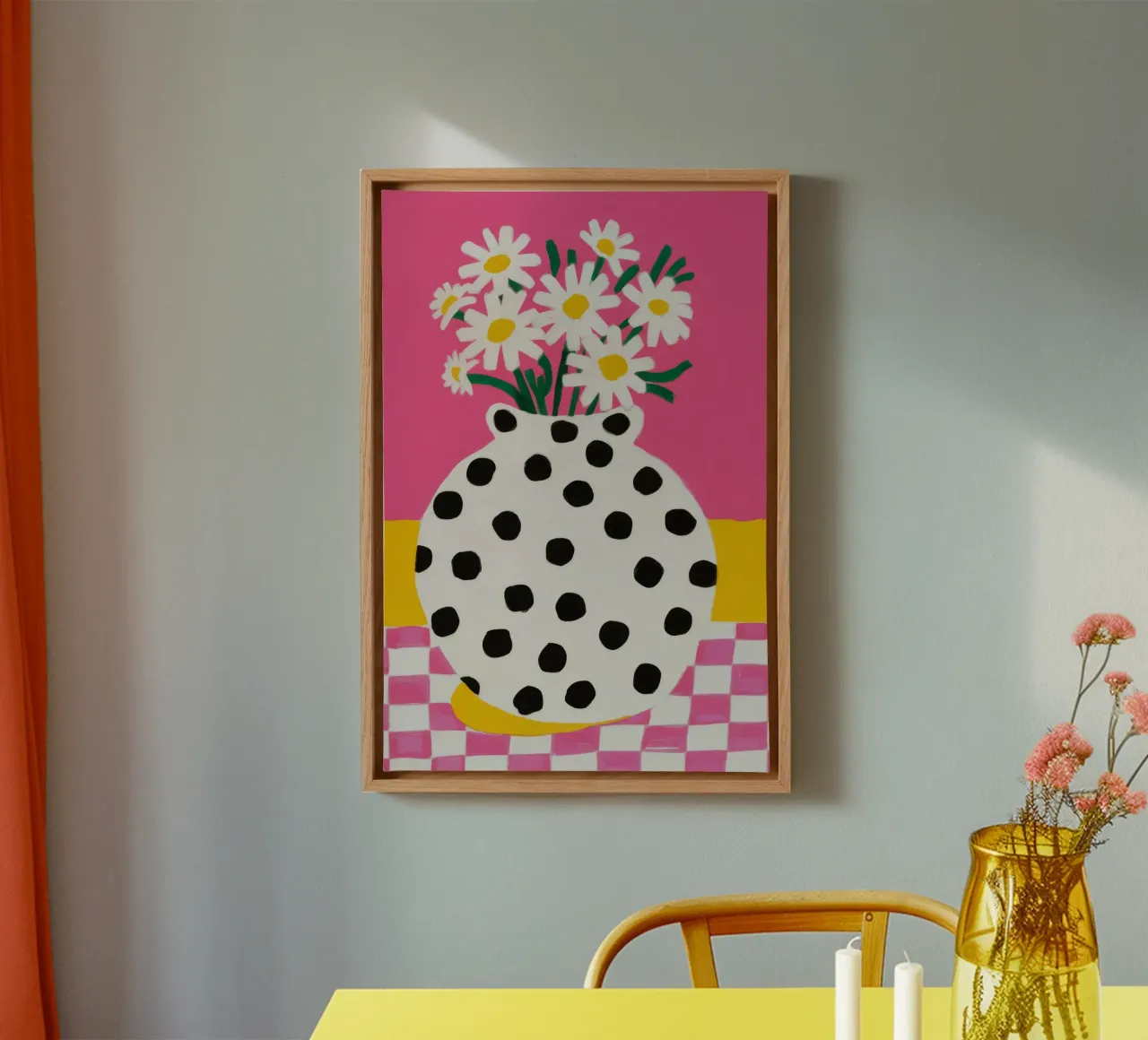 Margherita pop a pois tela con Cornice a cassetta da FadeAura