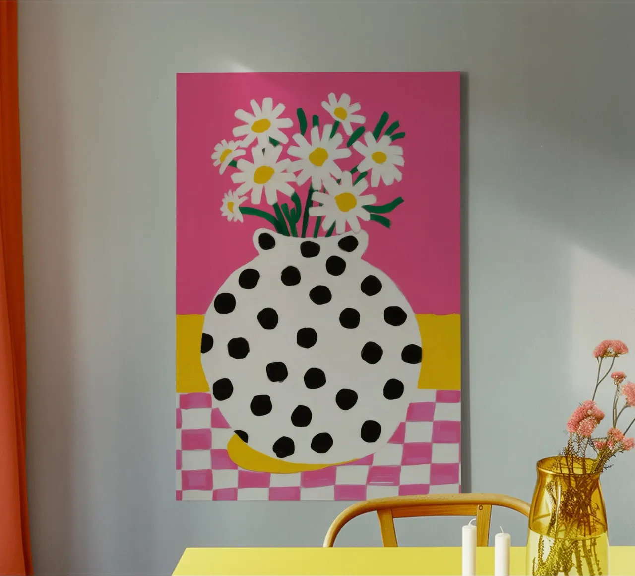 Margherita pop a pois tela con Cornice a cassetta da FadeAura