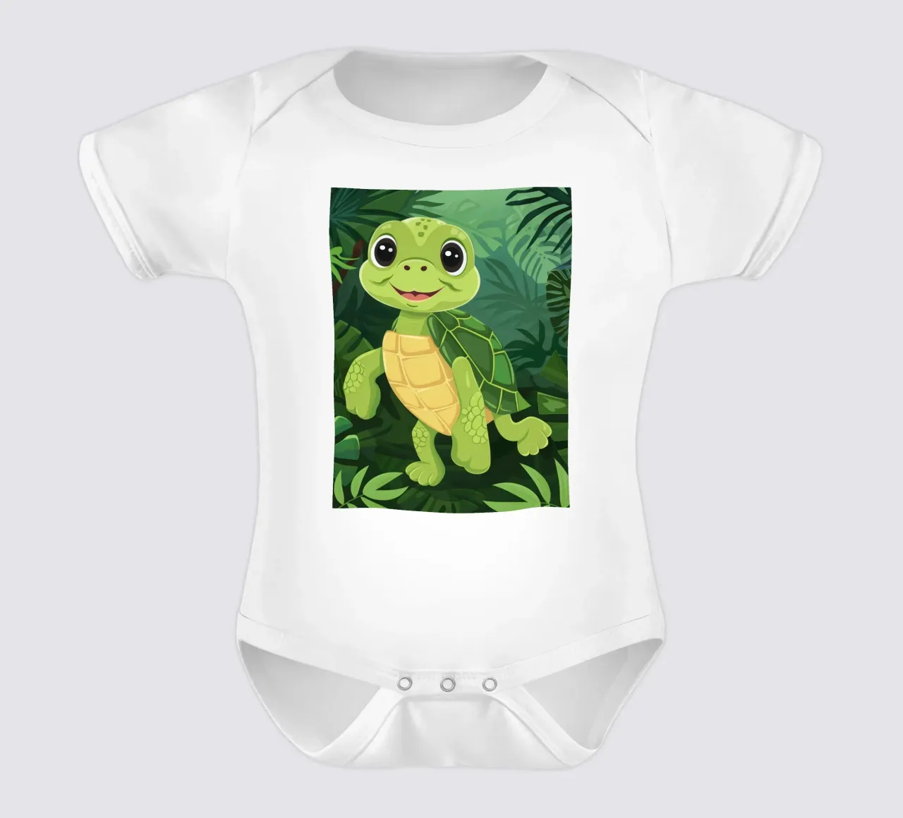 A Friendly Journey: The Curious Box Turtle short-sleeve baby romper by DesignDoodle