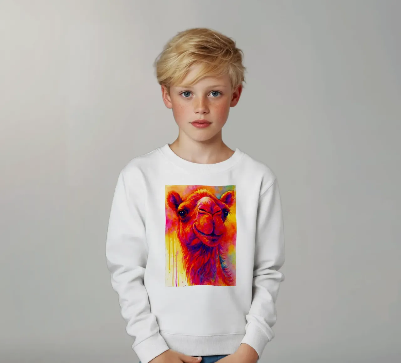 cammello pittura colorata felpa bambino da toegoe