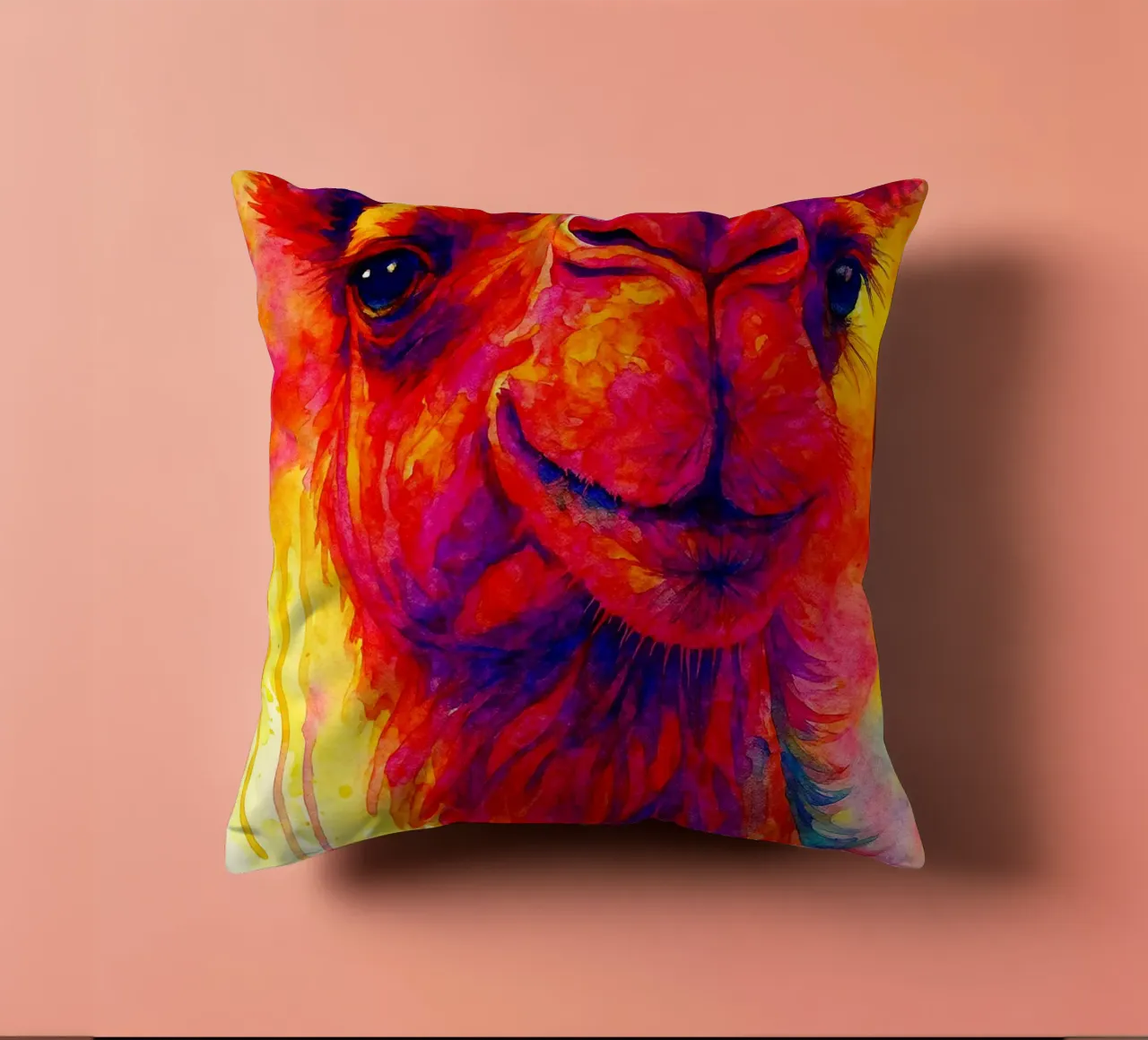 cammello pittura colorata cuscino da toegoe