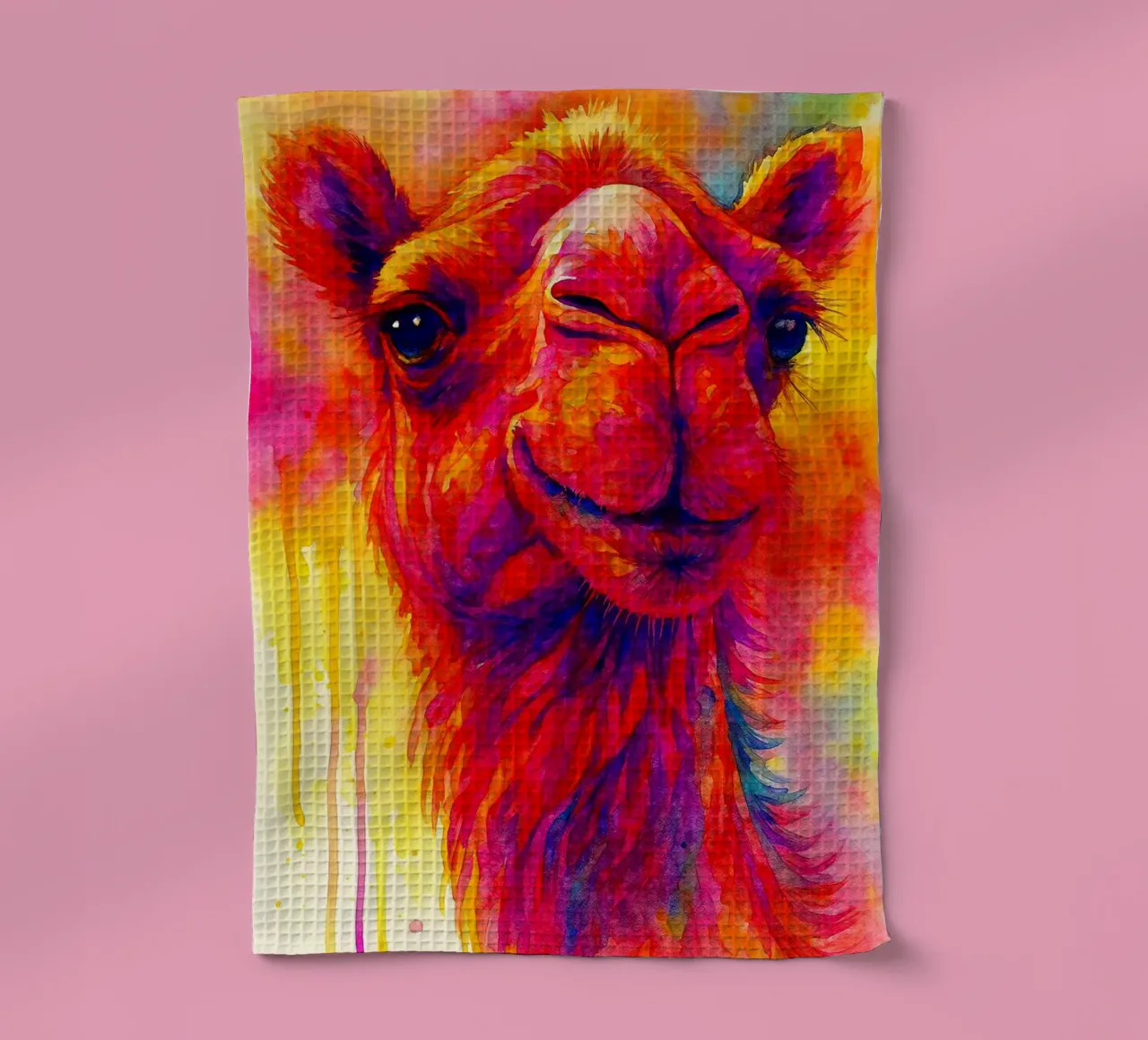 chameau peinture colorée torchon de toegoe