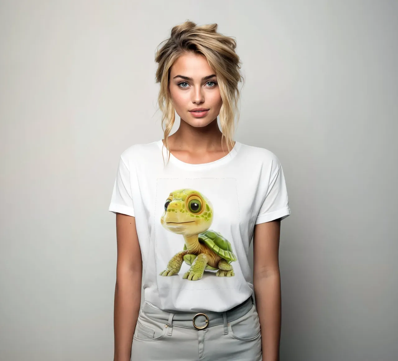 On the Move: A Charming Box Turtle in Nature women's fitted t-shirt by DesignDoodle