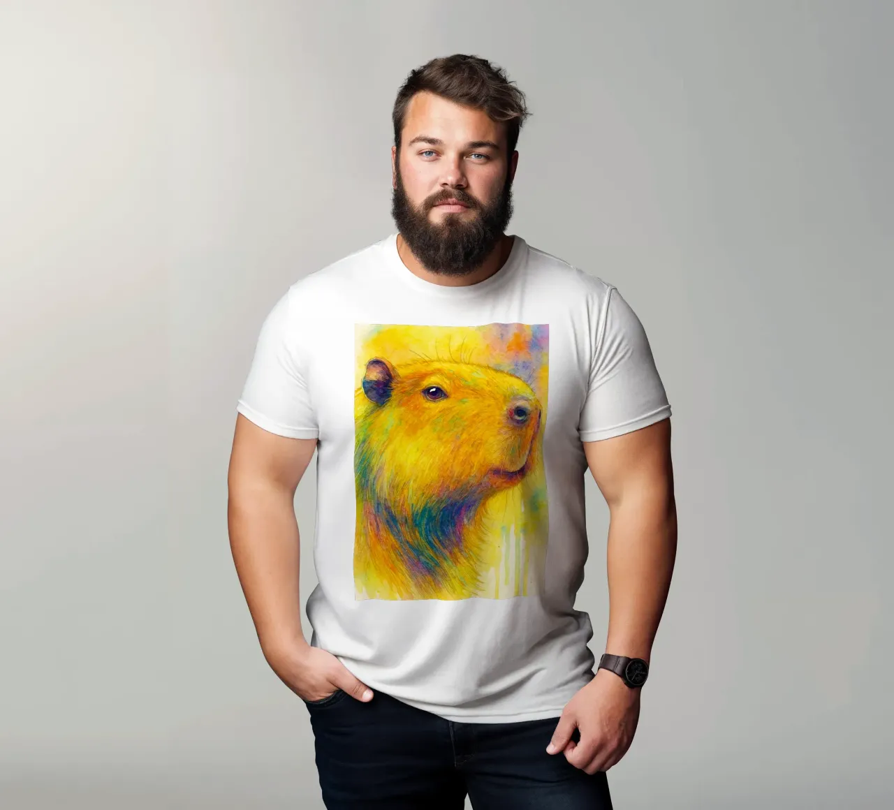 capybara colorfull painting t-shirt by toegoe