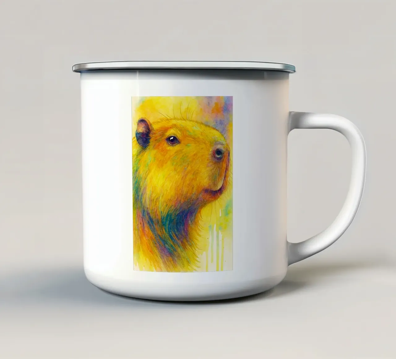 capibara pittura colorata tazza in smalto da toegoe