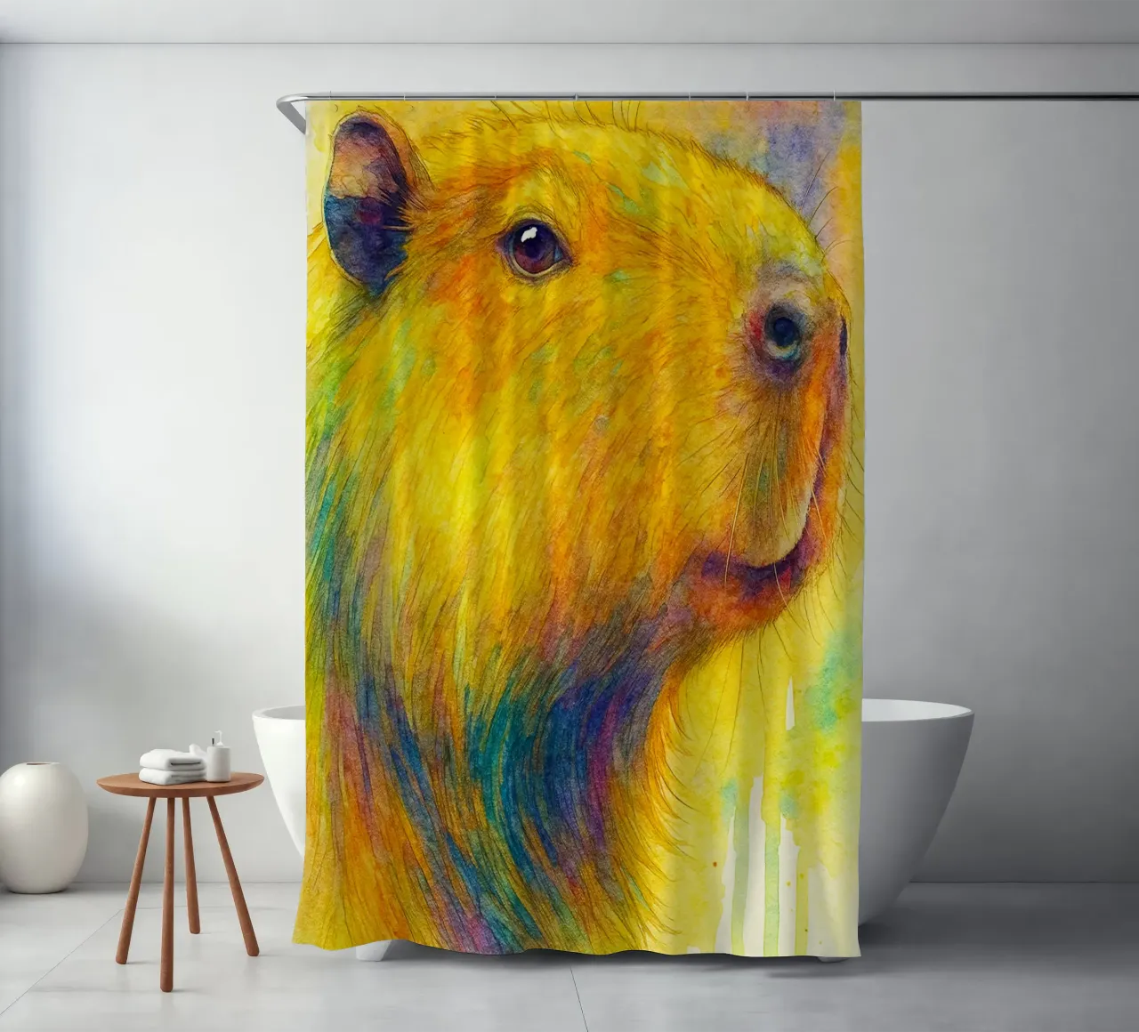 capybara colorfull painting shower curtain by toegoe