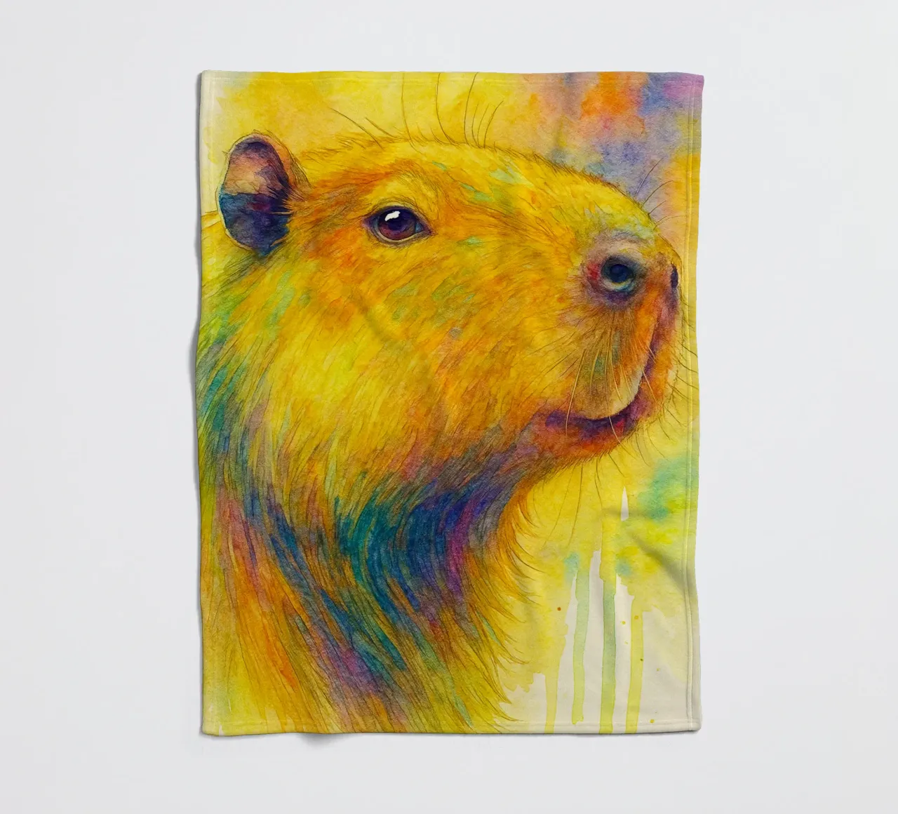 capybara colorfull painting fleece blanket by toegoe