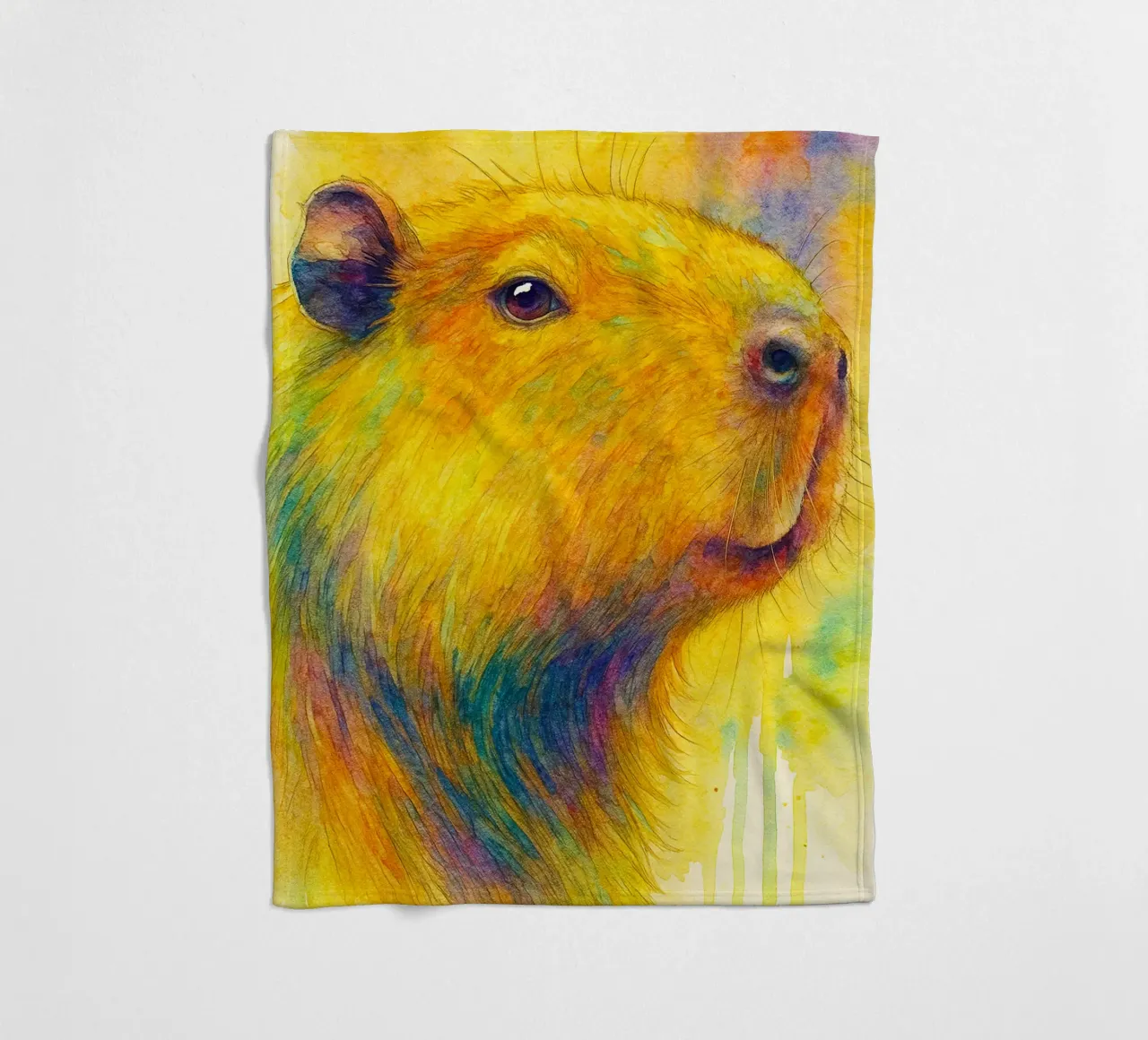 capybara colorfull painting fleece blanket by toegoe