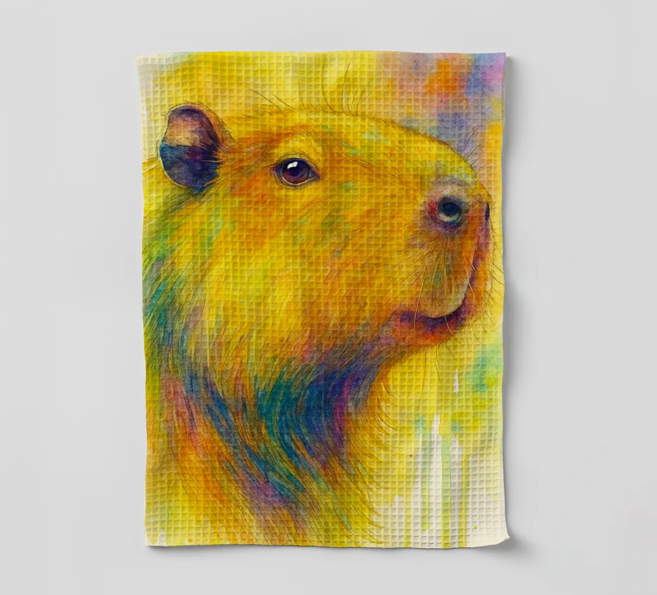 capybara peinture colorée torchon de toegoe