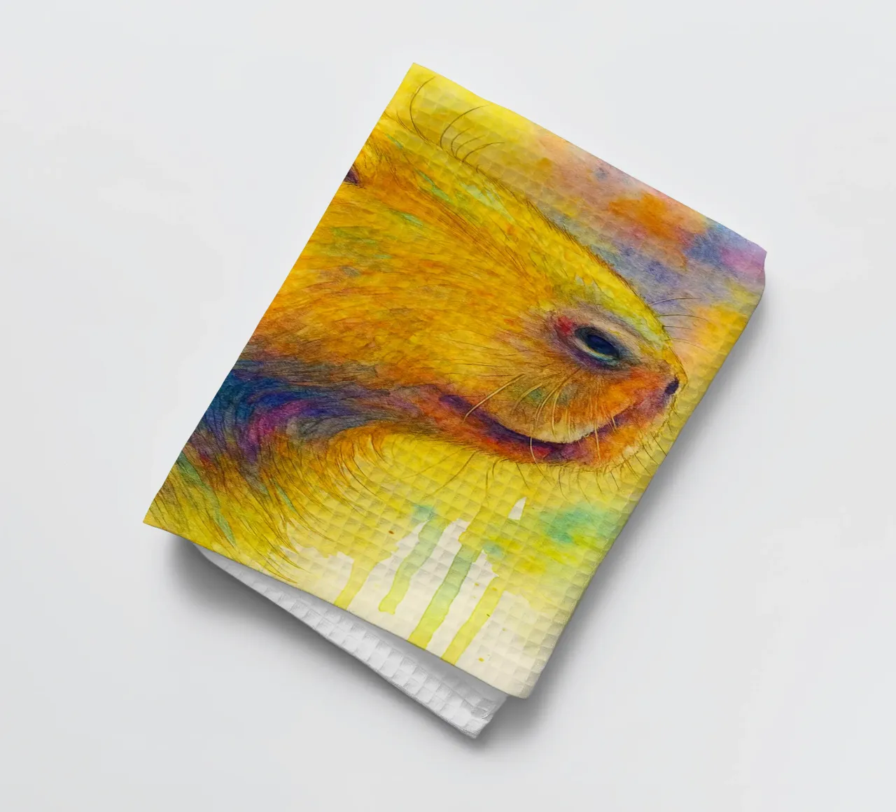 capybara peinture colorée torchon de toegoe