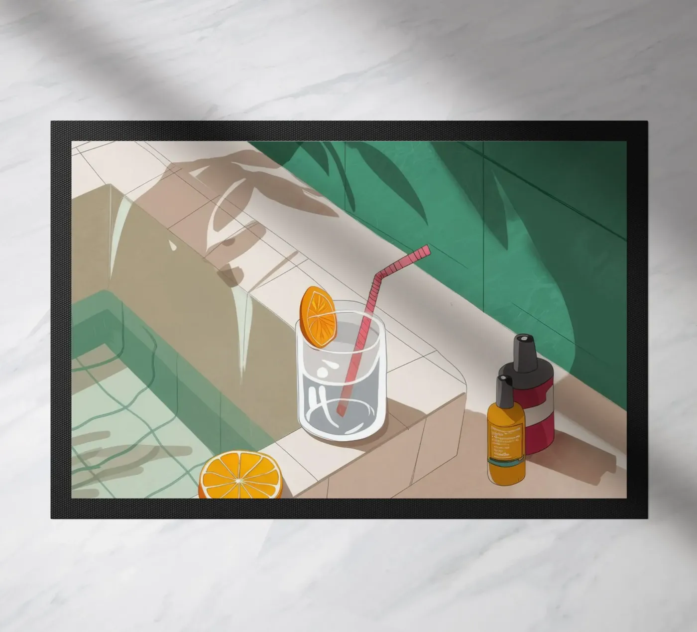 Zonnebaden Schaduwspel deurmat van Muse Artworks