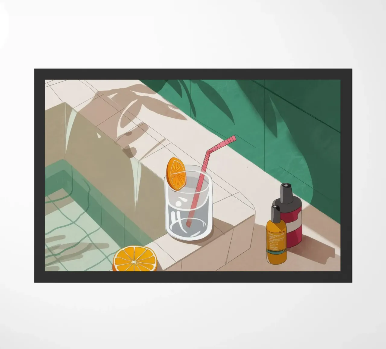 Sunbathing Shadow Play doormat by Muse Artworks