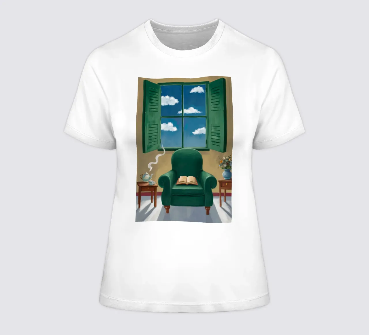 Green Armchair Respite women's fitted t-shirt by FadeAura