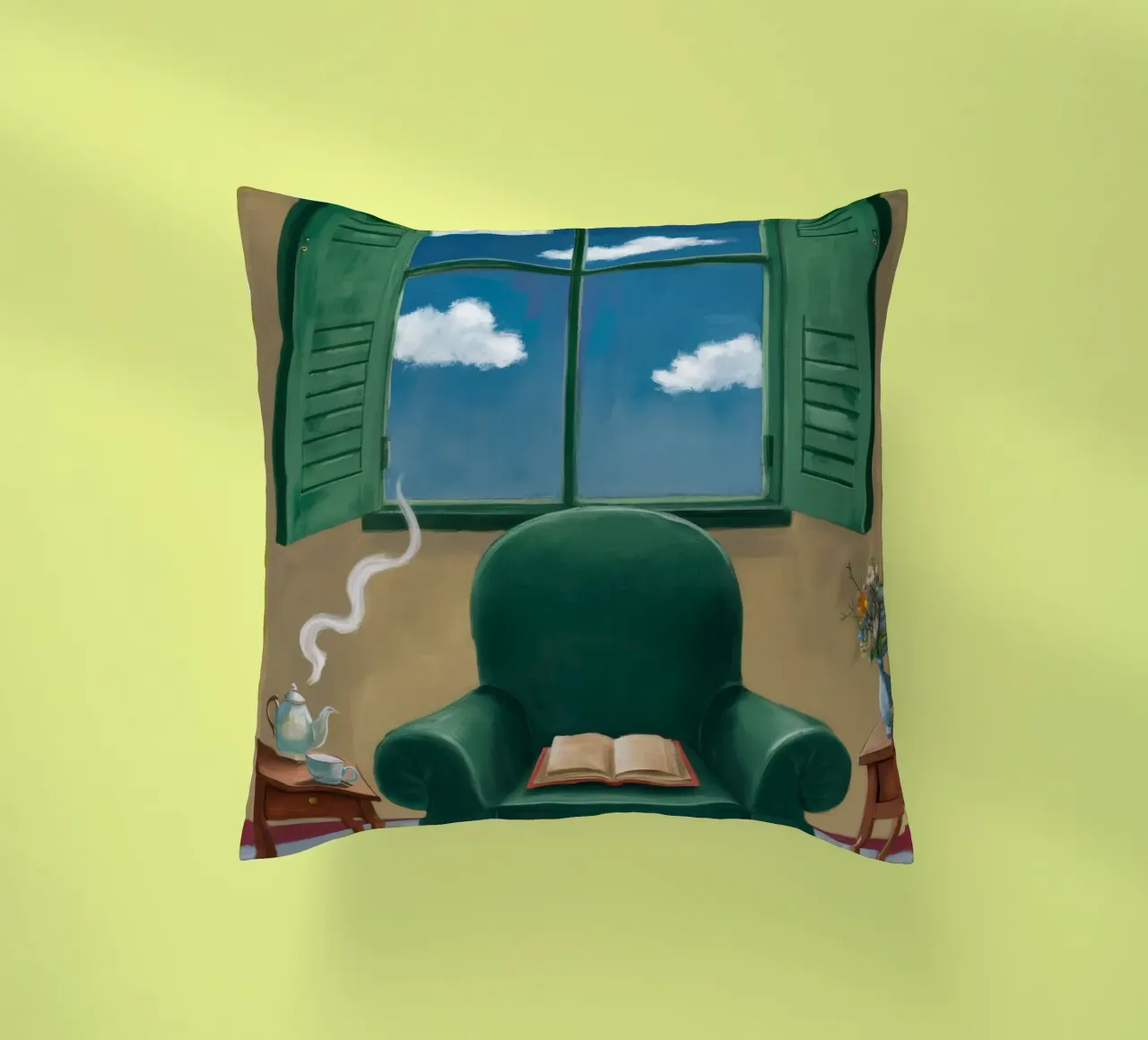 Green Armchair Respite decorative cushion by FadeAura