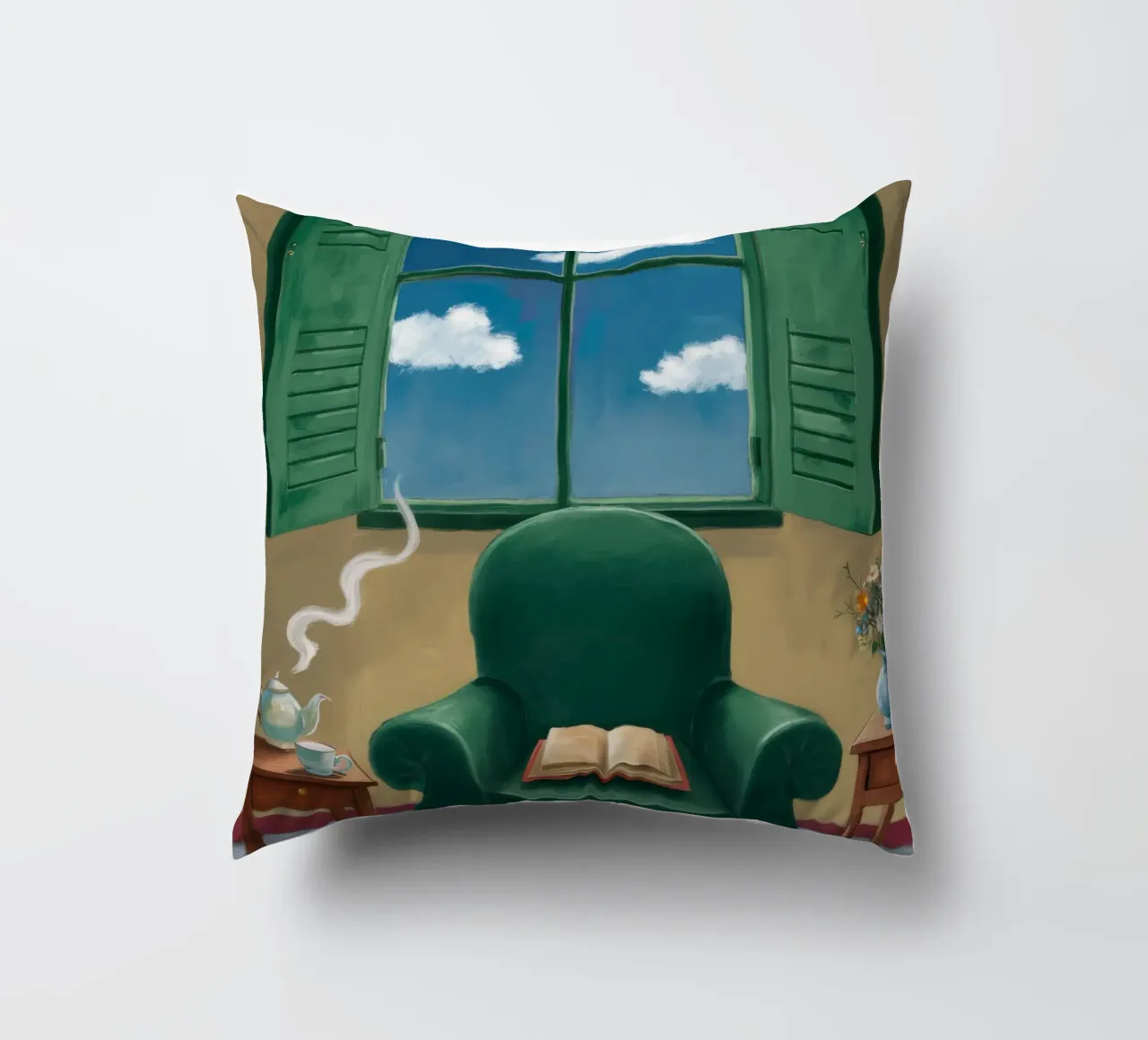 Green Armchair Respite decorative cushion by FadeAura