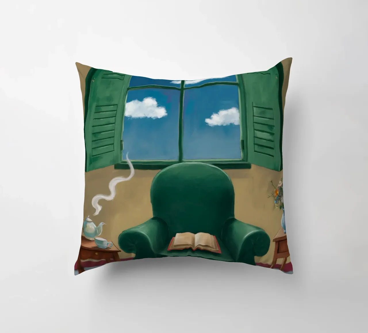 Green Armchair Respite decorative cushion by FadeAura