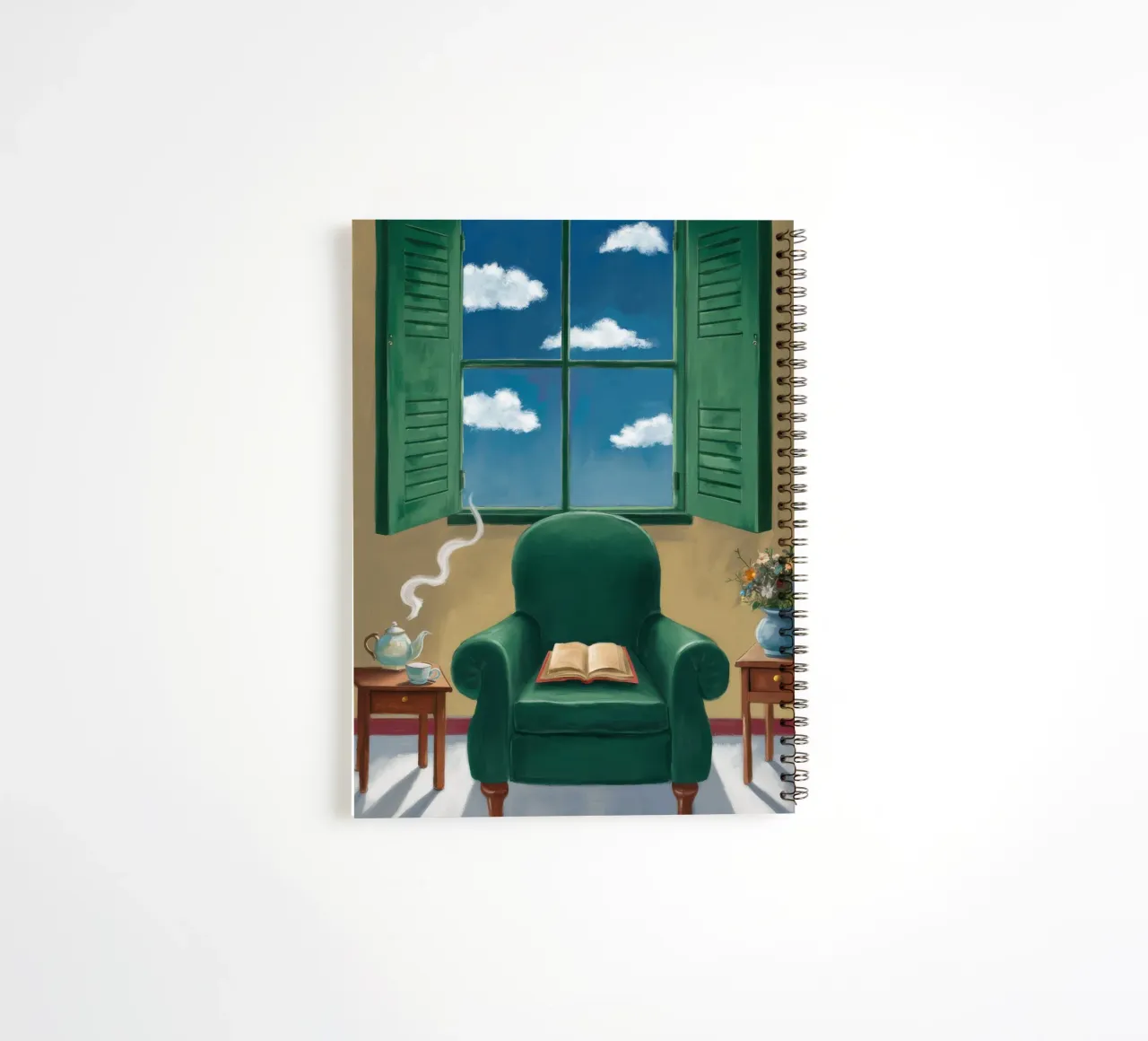 Green Armchair Respite spiral notebook by FadeAura