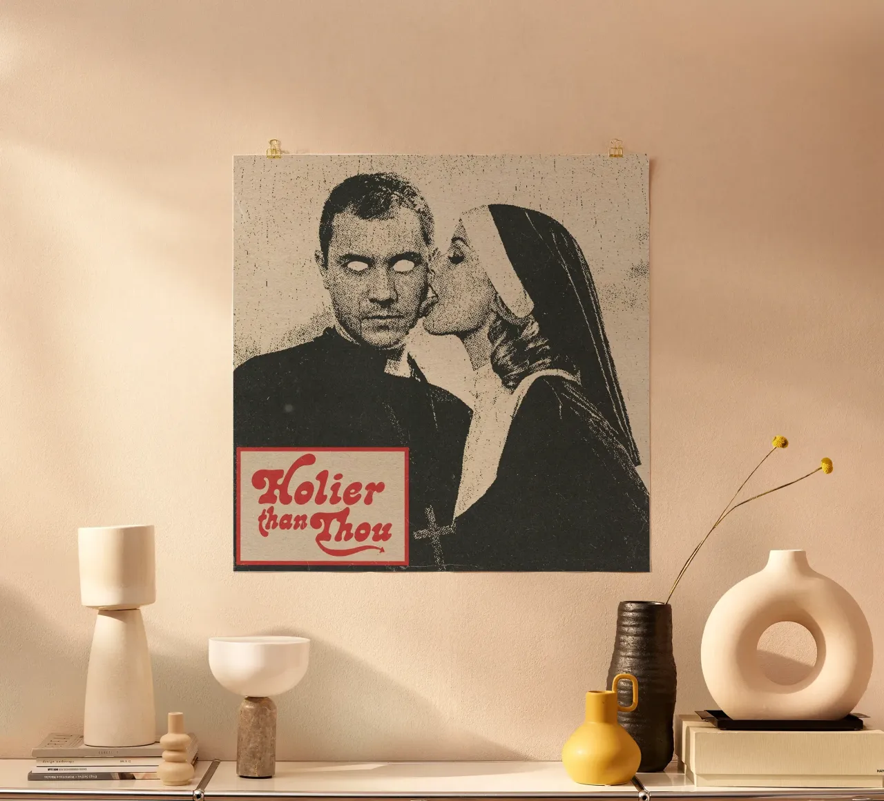suora sacerdote croce abbigliamento religioso poster con telaio in alluminio da maluniq